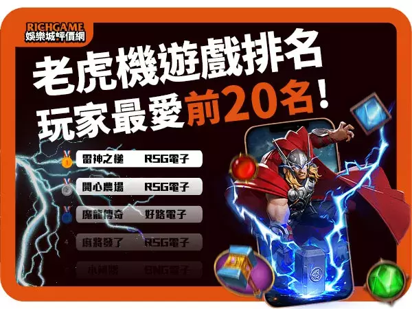 2024娛樂城遊戲排行TOP 20：老虎機熱門遊戲世界